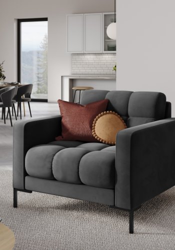 MICADONI Mamaia lnestol, m. armln, 1 sde - antracitgr fljl og sort metal