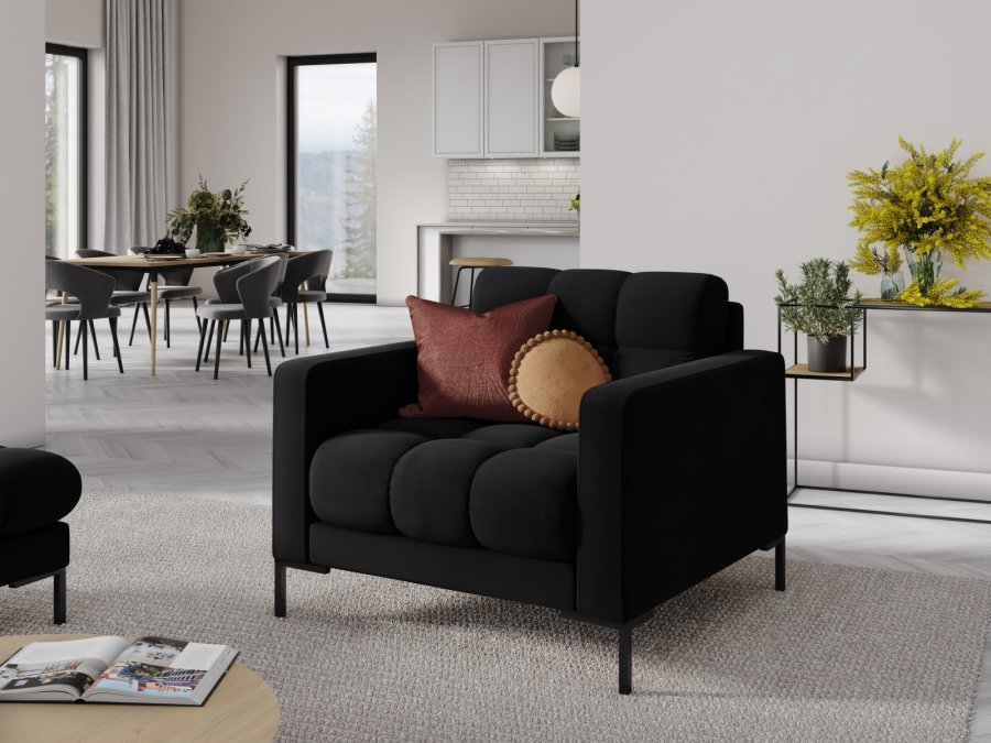 MICADONI Mamaia lnestol, m. armln, 1 sde - sort fljl og sort metal