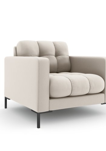 MICADONI Mamaia lnestol, m. armln, 1 sde - beige stof og sort metal