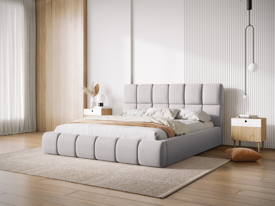 MICADONI Bellis sengeramme, m. sengegavl og lameller - slv fljl og sort plast (220x200x100)