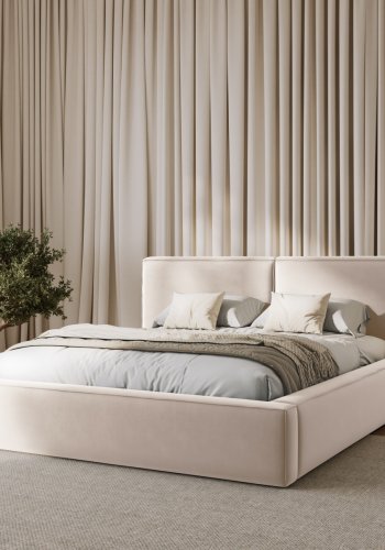  Micadoni  MICADONI Jodie sengeramme, m. sengegavl, lameller - beige fljl og plast (228x194x97,5)