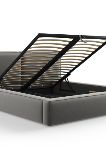  Micadoni  MICADONI Jodie sengeramme, m. sengegavl, lameller - gr fljl, sort plast (228x194x97,5)