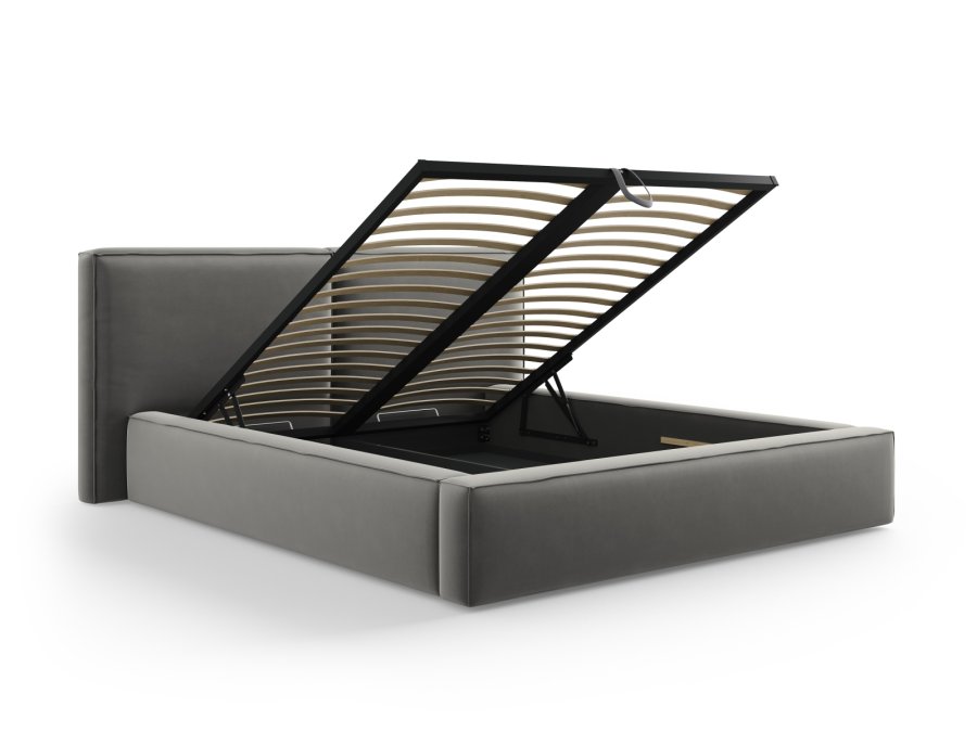  Micadoni  MICADONI Jodie sengeramme, m. sengegavl, lameller - gr fljl, sort plast (228x194x97,5)