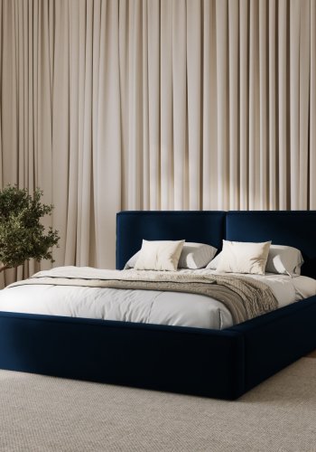 MICADONI Jodie sengeramme, m. sengegavl og lameller - bl fljl og sort plast (228x234x97,5)