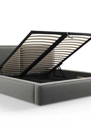 MICADONI Jodie sengeramme, m. sengegavl og lameller - gr fljl og sort plast (228x234x97,5)