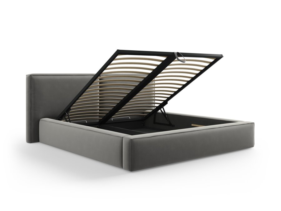 MICADONI Jodie sengeramme, m. sengegavl og lameller - gr fljl og sort plast (228x234x97,5)