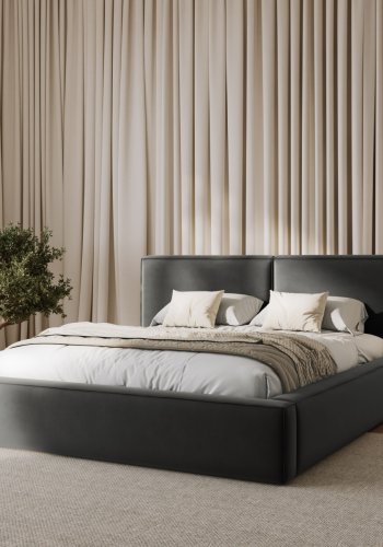 MICADONI Jodie sengeramme, m. sengegavl og lameller - gr fljl og sort plast (228x234x97,5)