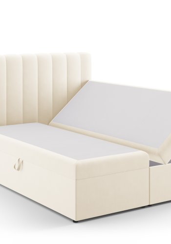 MICADONI Kelp Boxspring seng, m. sengegavl, Boxspring/madras, topmadras - beige fljl (210x160x125)