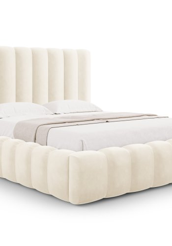 MICADONI Kelp sengeramme, m. sengegavl og lameller - beige fljl og sort plast (230x165x125)