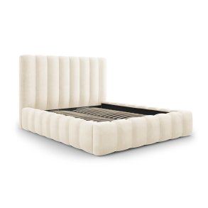 MICADONI Kelp sengeramme, m. sengegavl og lameller - beige fljl og sort plast (230x165x125)
