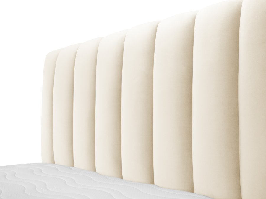 MICADONI Kelp sengeramme, m. sengegavl og lameller - beige fljl og sort plast (230x165x125)