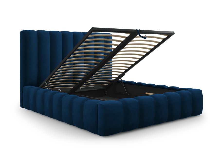 MICADONI Kelp sengeramme, m. sengegavl og lameller - bl fljl og sort plast (230x165x125)