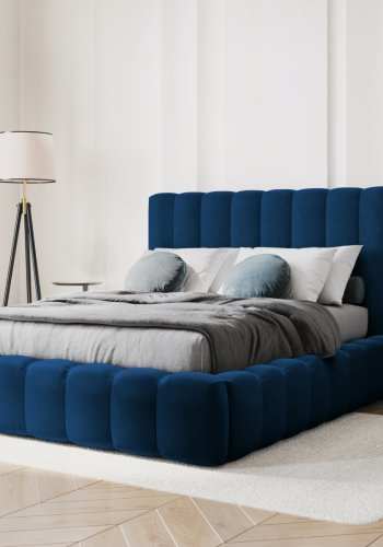 MICADONI Kelp sengeramme, m. sengegavl og lameller - bl fljl og sort plast (230x165x125)