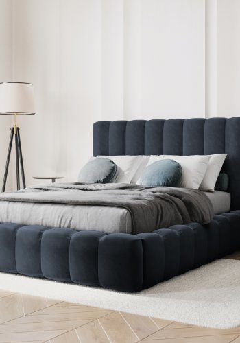 MICADONI Kelp sengeramme, m. sengegavl og lameller - bl fljl og sort plast (230x185x125)