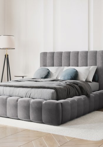 MICADONI Kelp sengeramme, m. sengegavl og lameller - gr fljl og sort plast (230x185x125)