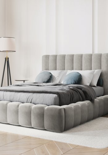 MICADONI Kelp sengeramme, m. sengegavl og lameller - gr fljl og sort plast (230x205x125)