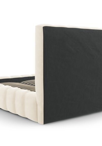 MICADONI Kelp sengeramme, m. sengegavl og lameller - beige fljl og sort plast (230x225x125)