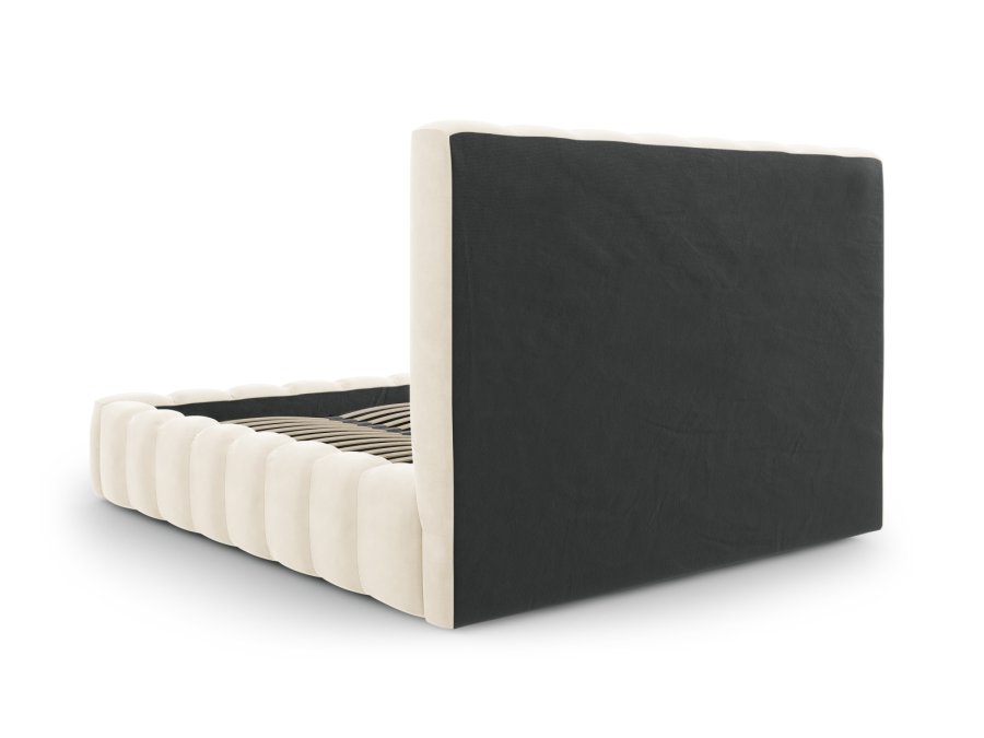 MICADONI Kelp sengeramme, m. sengegavl og lameller - beige fljl og sort plast (230x225x125)