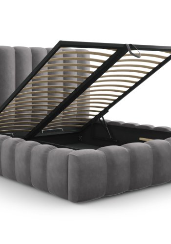 MICADONI Kelp sengeramme, m. sengegavl og lameller - gr fljl og sort plast (230x225x125)