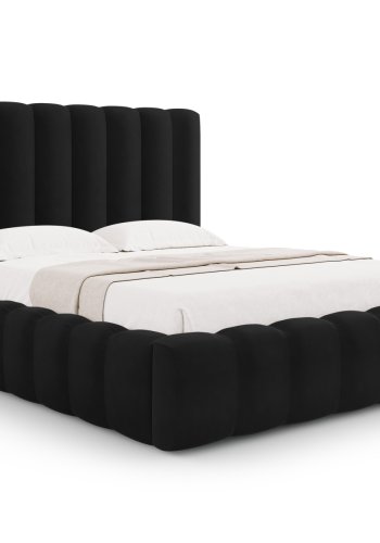 MICADONI Kelp sengeramme, m. sengegavl og lameller - sort fljl og sort plast (230x225x125)