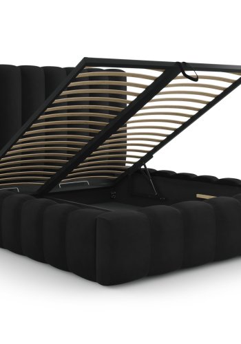 MICADONI Kelp sengeramme, m. sengegavl og lameller - sort fljl og sort plast (230x225x125)