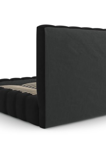 MICADONI Kelp sengeramme, m. sengegavl og lameller - sort fljl og sort plast (230x225x125)