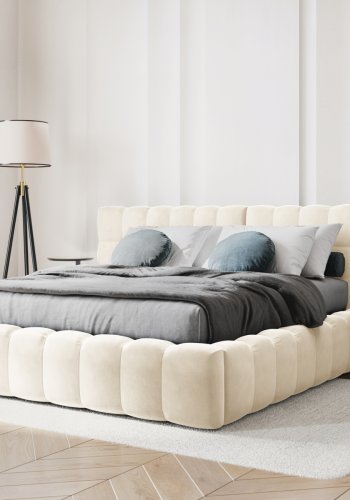 MICADONI Mamaia sengeramme, m. dobbelt sengegavl og lameller - beige fljl (230x200x100)