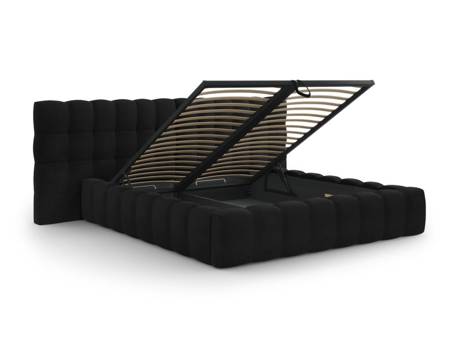 MICADONI Mamaia sengeramme, m. dobbelt sengegavl og lameller - sort fljl (230x300x100)