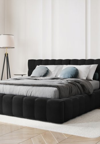 MICADONI Mamaia sengeramme, m. dobbelt sengegavl og lameller - sort fljl (230x300x100)