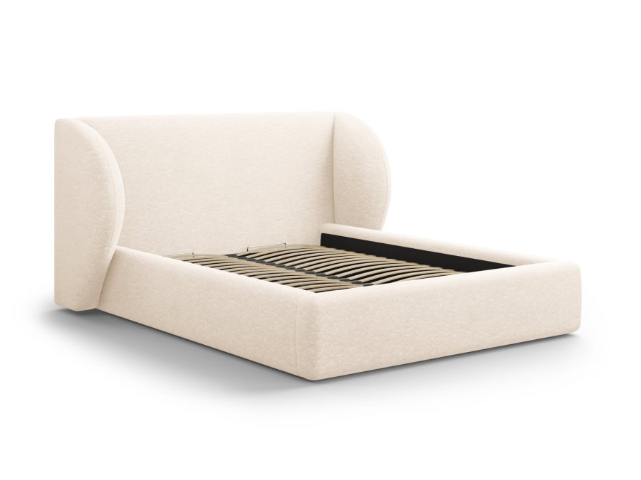 MICADONI Miley sengeramme, m. sengegavl og lameller - beige chenille (230x187x100)