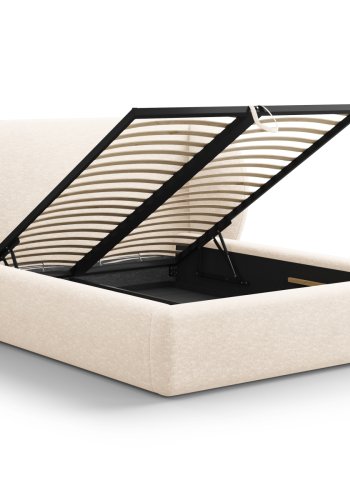 MICADONI Miley sengeramme, m. sengegavl og lameller - beige chenille (230x187x100)