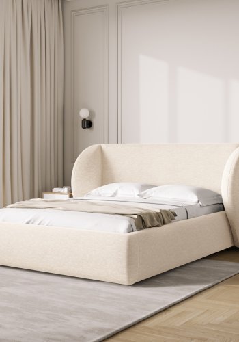 MICADONI Miley sengeramme, m. sengegavl og lameller - beige chenille (230x187x100)