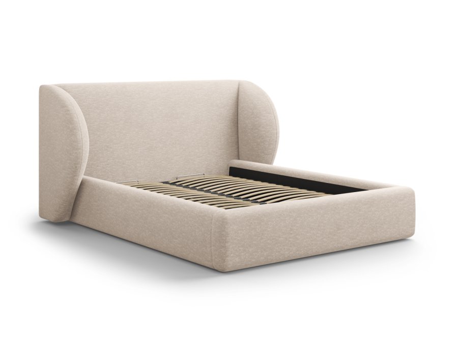 MICADONI Miley sengeramme, m. sengegavl og lameller - beige chenille (230x187x100)
