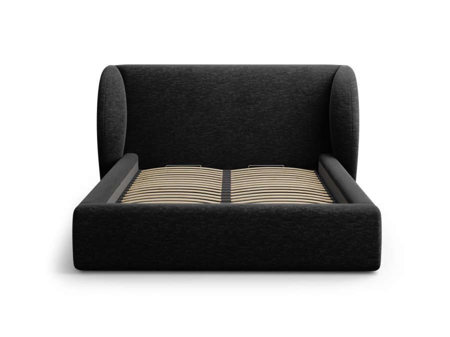 MICADONI Miley sengeramme, m. sengegavl og lameller - sort chenille (230x187x100)