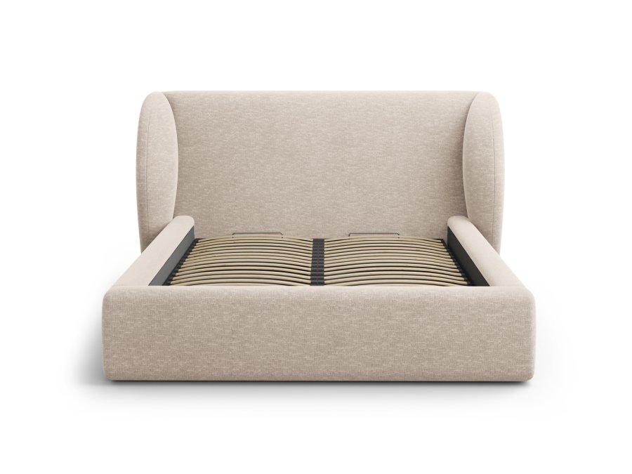 MICADONI Miley sengeramme, m. sengegavl og lameller - beige chenille (230x207x100)