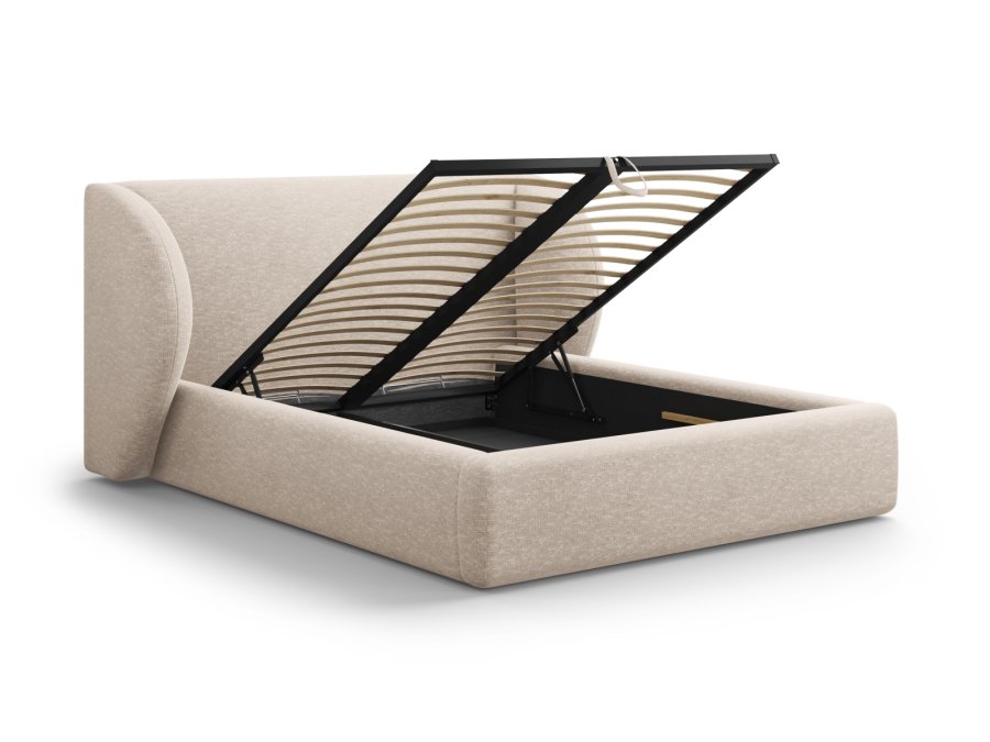 MICADONI Miley sengeramme, m. sengegavl og lameller - beige chenille (230x207x100)