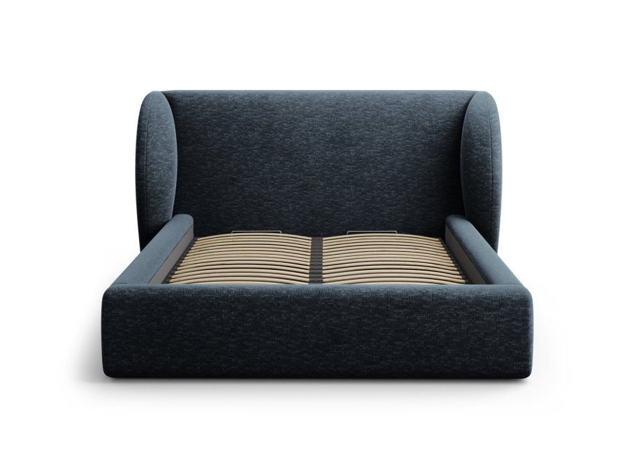 MICADONI Miley sengeramme, m. sengegavl og lameller - bl chenille (230x227x100)