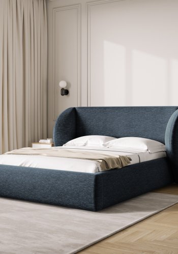 MICADONI Miley sengeramme, m. sengegavl og lameller - bl chenille (230x227x100)