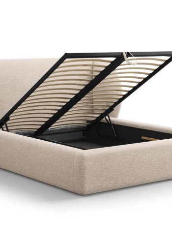 MICADONI Miley sengeramme, m. sengegavl og lameller - beige chenille (230x247x100)