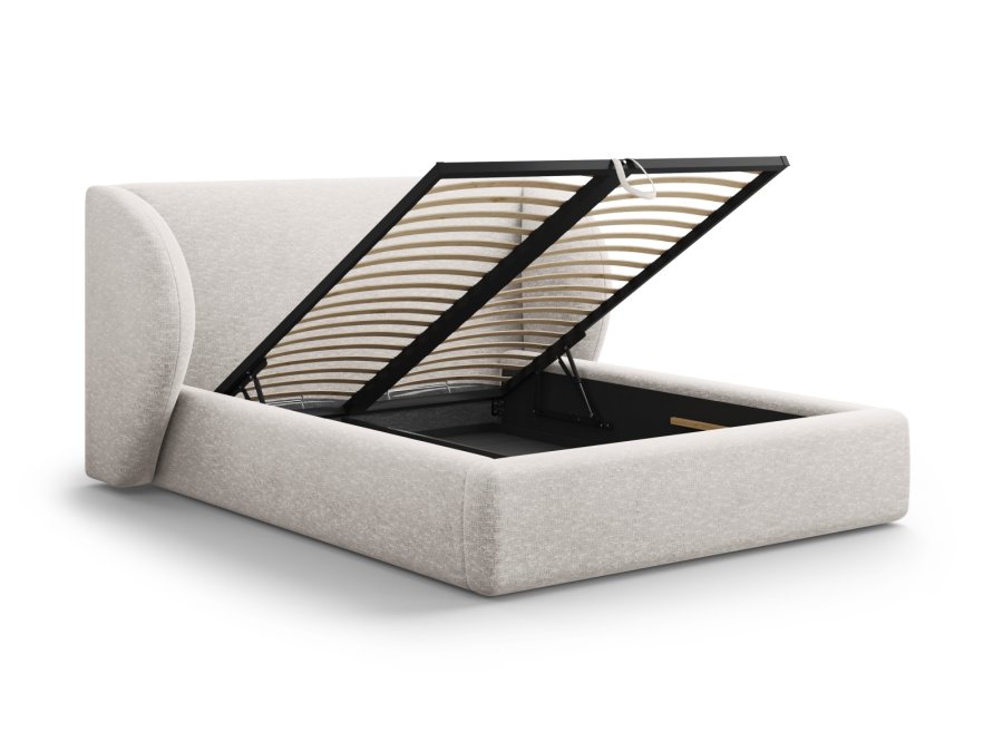 MICADONI Miley sengeramme, m. sengegavl og lameller - gr chenille (230x247x100)