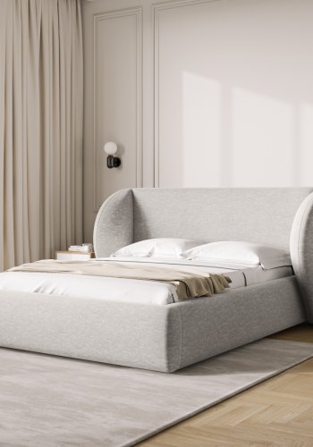 MICADONI Miley sengeramme, m. sengegavl og lameller - gr chenille (230x247x100)