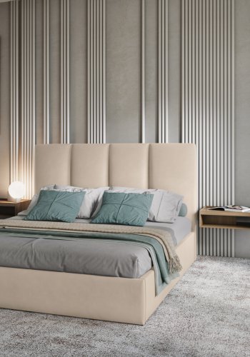 MICADONI Pyla sengeramme, m. sengegavl og lameller - beige fljl (212x150x104)