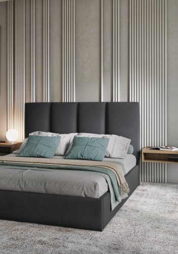 MICADONI Pyla sengeramme, m. sengegavl og lameller - antracitgr fljl (212x150x104)