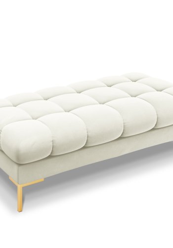 MICADONI Mamaia bnk,, 2 sder, rektangulr - beige fljl og guld metal (62x133x41)