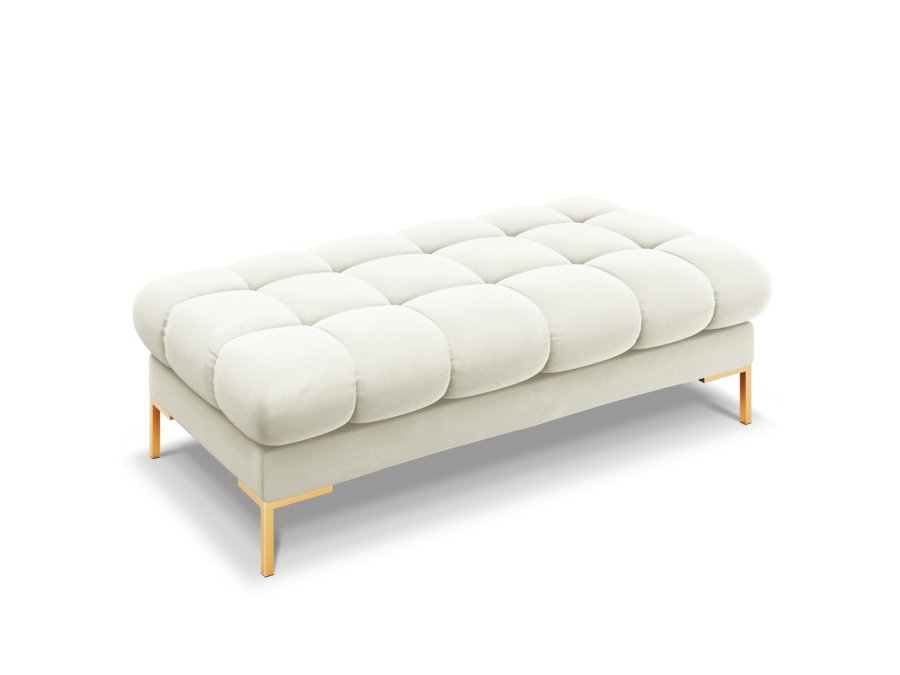 MICADONI Mamaia bnk,, 2 sder, rektangulr - beige fljl og guld metal (62x133x41)