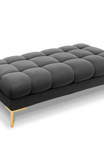 MICADONI Mamaia bnk,, 2 sder, rektangulr - antracitgr fljl og guld metal (62x133x41)