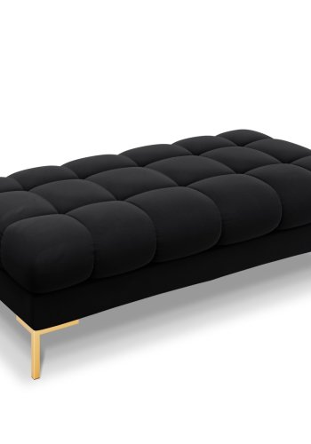 MICADONI Mamaia bnk,, 2 sder, rektangulr - sort fljl og guld metal (62x133x41)