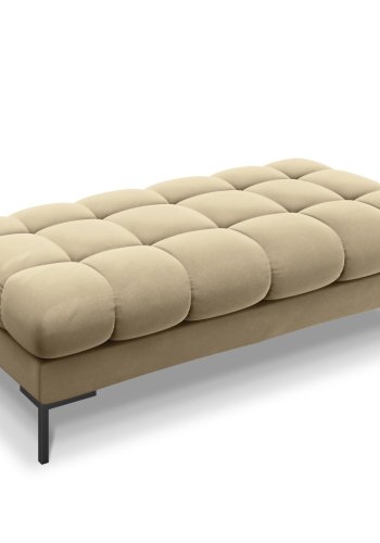 MICADONI Mamaia bnk,, 2 sder, rektangulr - beige fljl og sort metal (62x133x41)