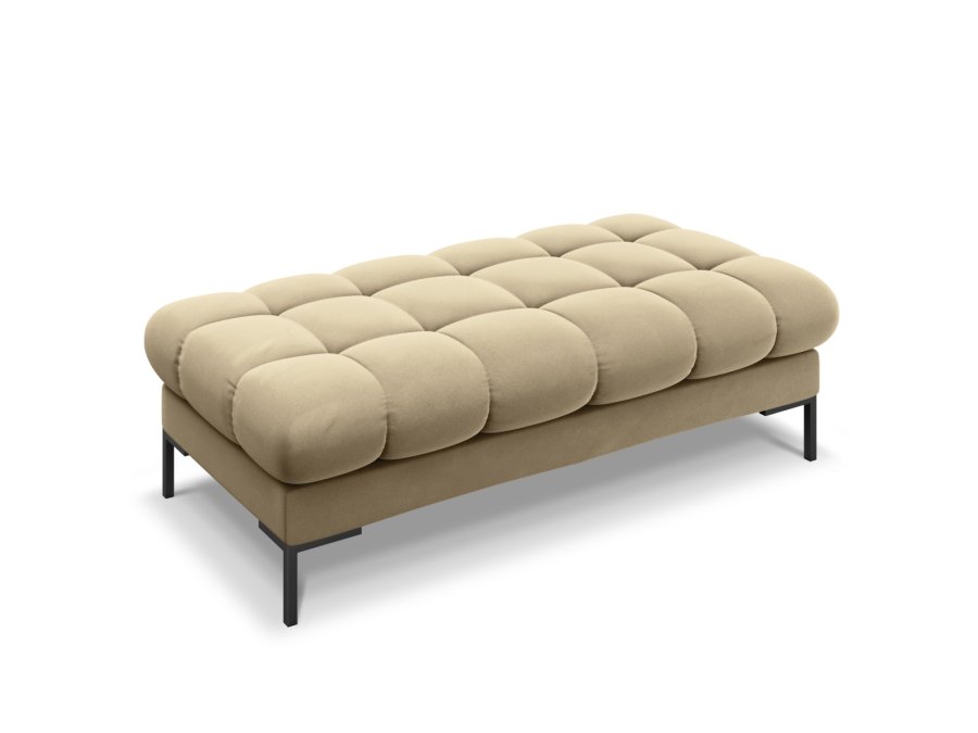 MICADONI Mamaia bnk,, 2 sder, rektangulr - beige fljl og sort metal (62x133x41)