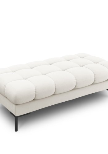 MICADONI Mamaia bnk,, 2 sder, rektangulr - beige stof og sort metal (62x133x41)